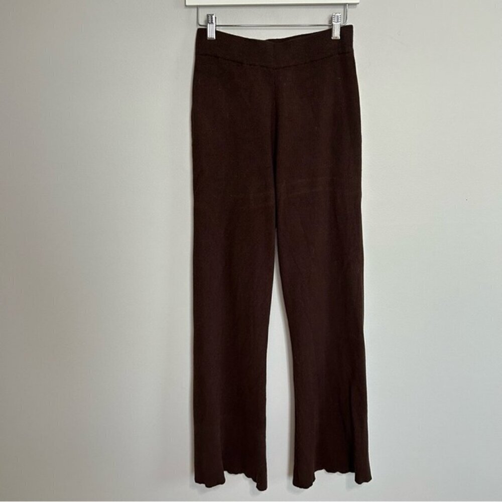 Veiled Chocolate Brown Knit Casual Lounge Wide Leg Pants Women’s Size XS